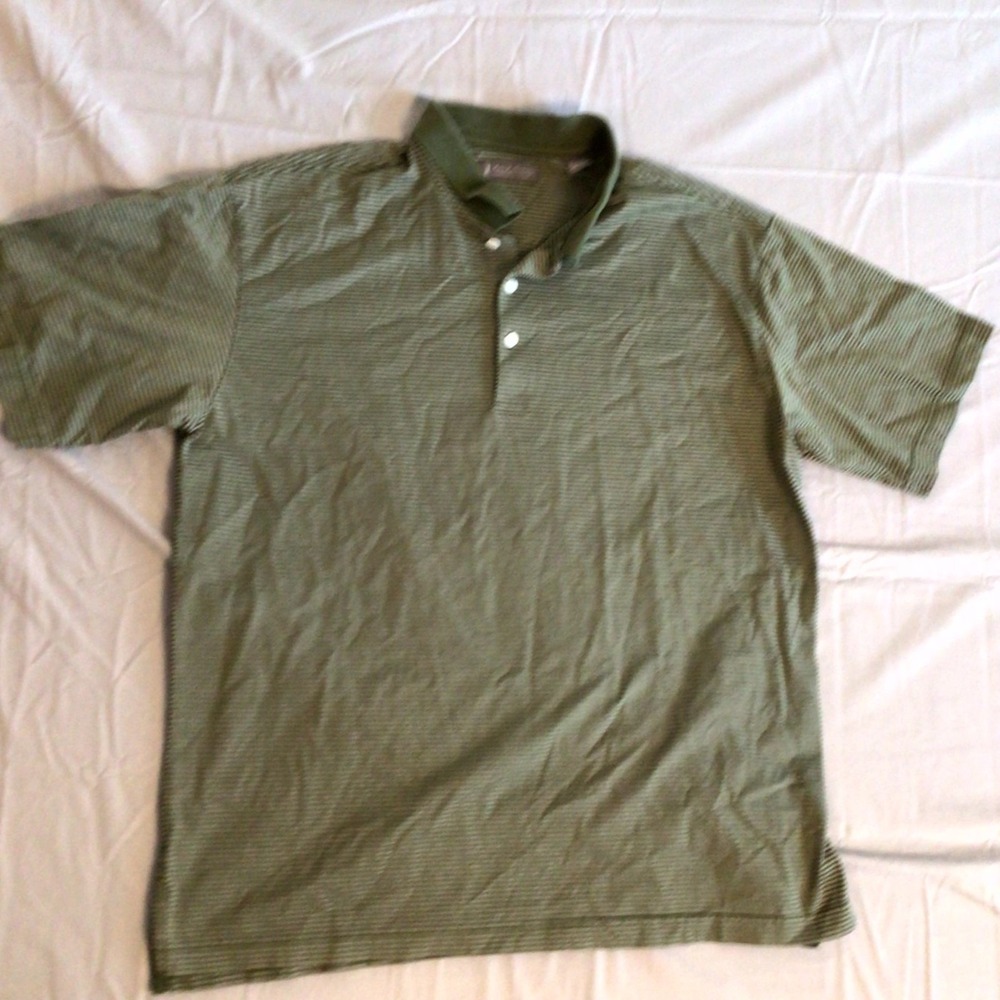 Daniel Cremieux Men's Polo Shirt Large Olive Green Cotton Three Button Placket‎